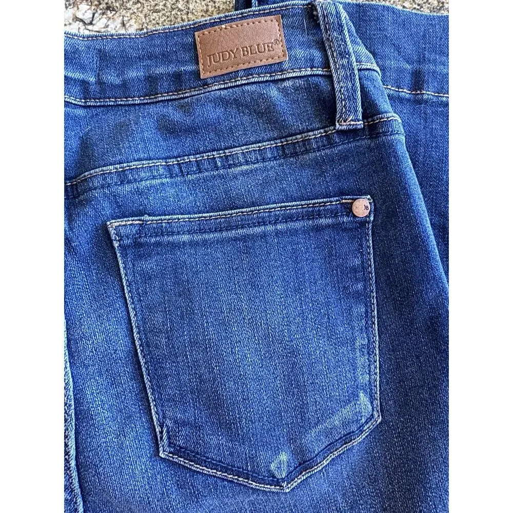 Judy Blue Trouser Flare Jeans Women’s 3/26 Stretch Dark Wash Boho Bell Bottom - Picture 4 of 8
